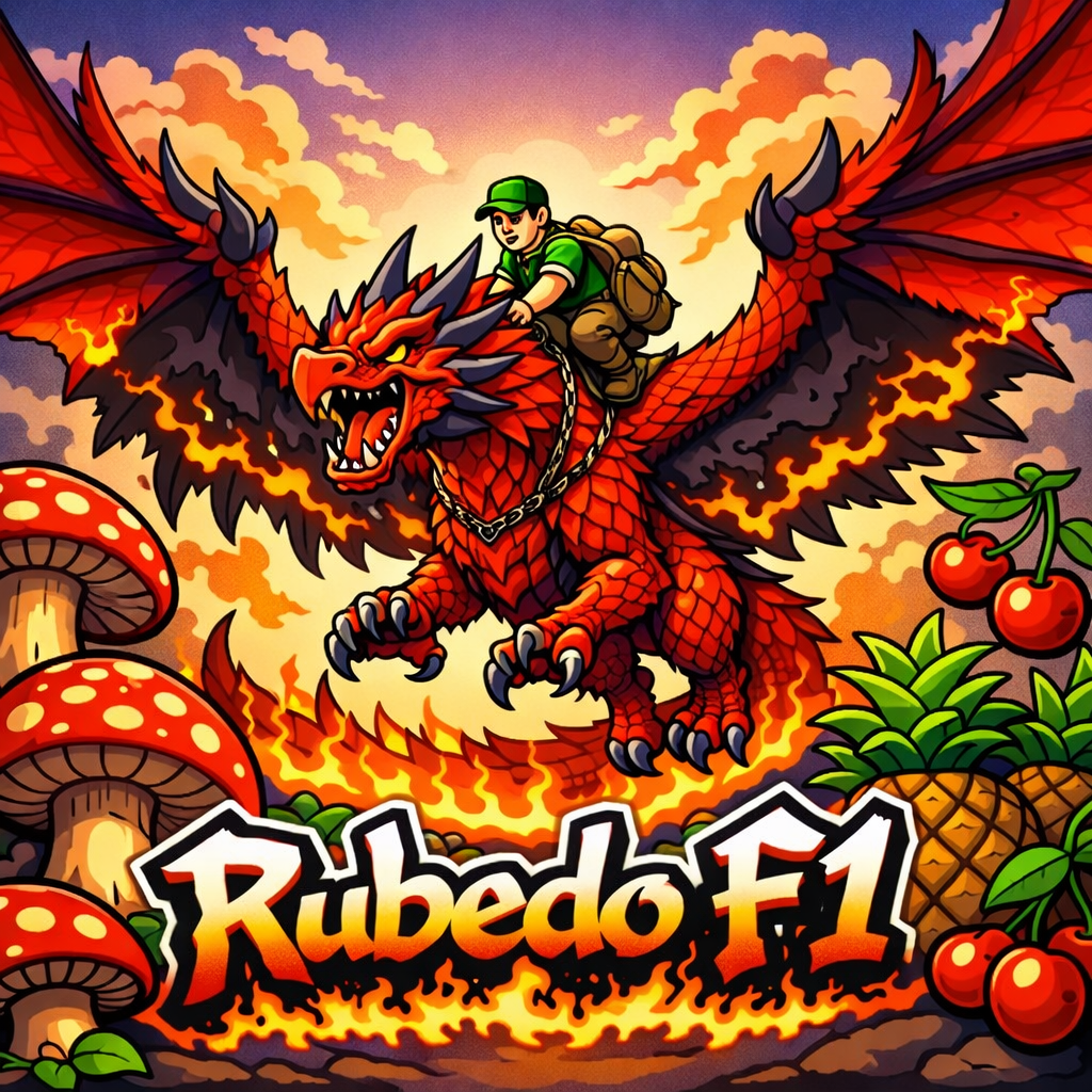 Rubedo F1 Artwork mit rotem Drachen